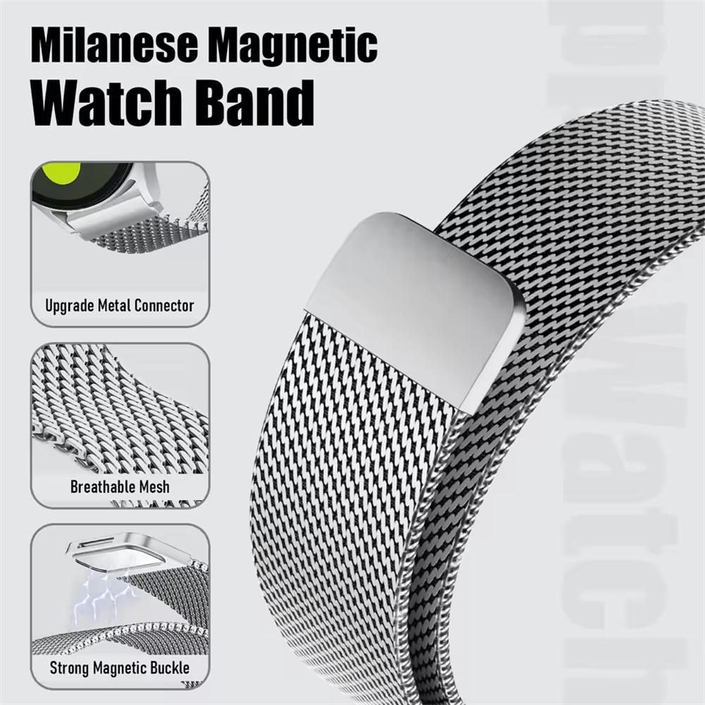 22mm Watch Band for Huami Amazfit Bip 5/Xiaomi Watch S2/Haylou Solar Plus LS16/Garmin Forerunner 265 Stainless Steel Thick Mesh Milanese Strap