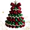 DIY Handmade Crochet Christmas Tree Kit Beginner Christmas Kit, Tree Bow Pearl Embellishment,Christmas Craft Kit with Yarn, Hook,Beads & Instructions