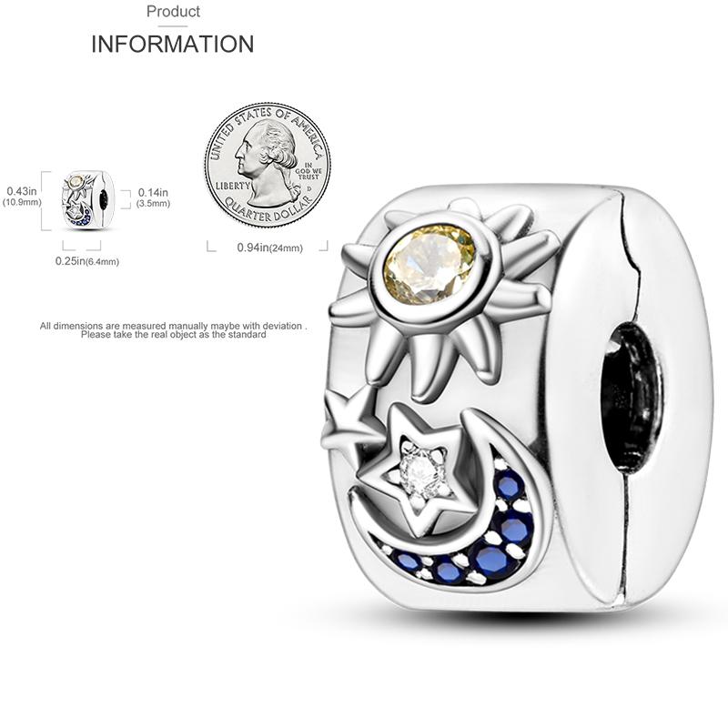 Шарм-бусина из стерлингового серебра «Звездное небо» Луна Солнце Земля Вселенная Шарм Подходит для браслета-браслета Ожерелья DIY Украшения