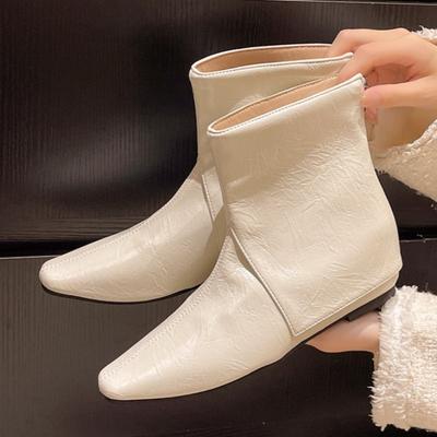 Женские ботильоны с острым носком, плоская подошва, модные готические туфли для ходьбы, зимний новый тренд, повседневные, удобные, женские челси, ботильоны