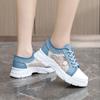 Мода Женская обувь Модная летняя повседневная обувь Вырезы Кружева Холст Полые дышащие Платформа Плоские туфли Женские кроссовки