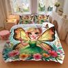 3pcs Disney Tinker Bell Design Quilt Cover Set - Soft and Cozy Bedroom, Guest Room and Dorm Decorative Bedding 3-Piece Set 1 Quilt Cover + 2 Pill