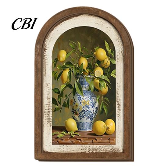 Decorative Wood Wall Plaques Pastoral Tulip Wooden Sign, Tabletop Display Pieces, Bedroom Ornament French Style Arched Pendant for Farmhouse