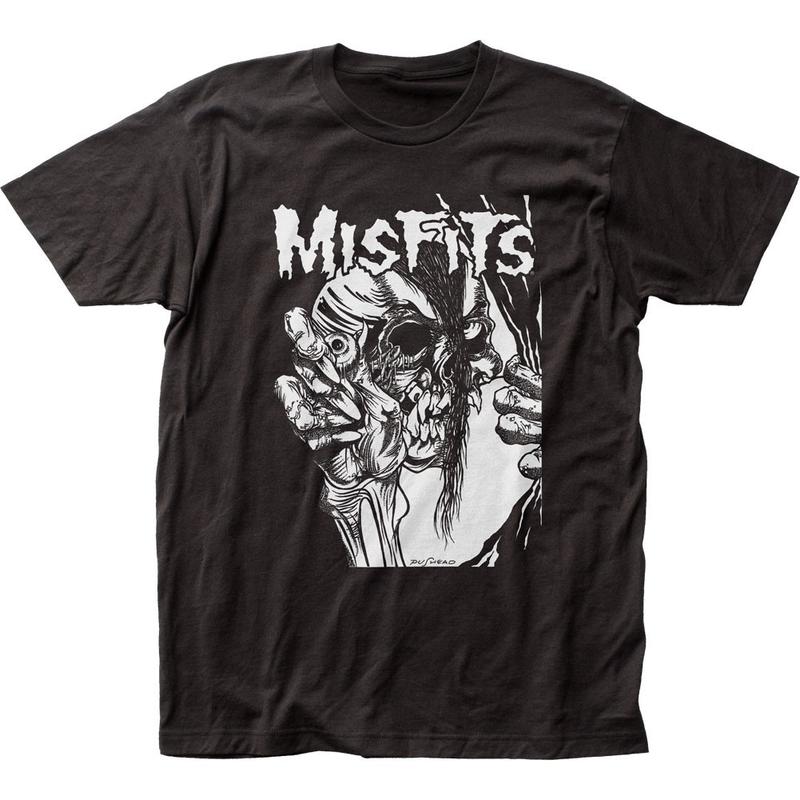 Misfits Pushead Eyeball B&W Unisex T-shirt Music Classic Concert Rock Band Black
