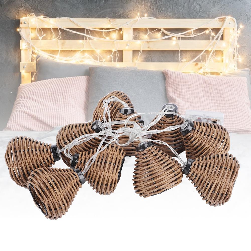 10Pcs Rattan Lamps String Lights LED Rattan Balls Fairy Lights Wedding Home Decoration
