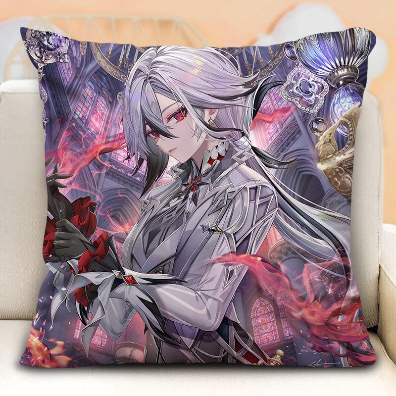 Наволочка с изображением слуги Арлекино из Genshin Impact, периферийные устройства в стиле аниме, наволочка на диванную подушку, наволочка на подголовник автомобиля