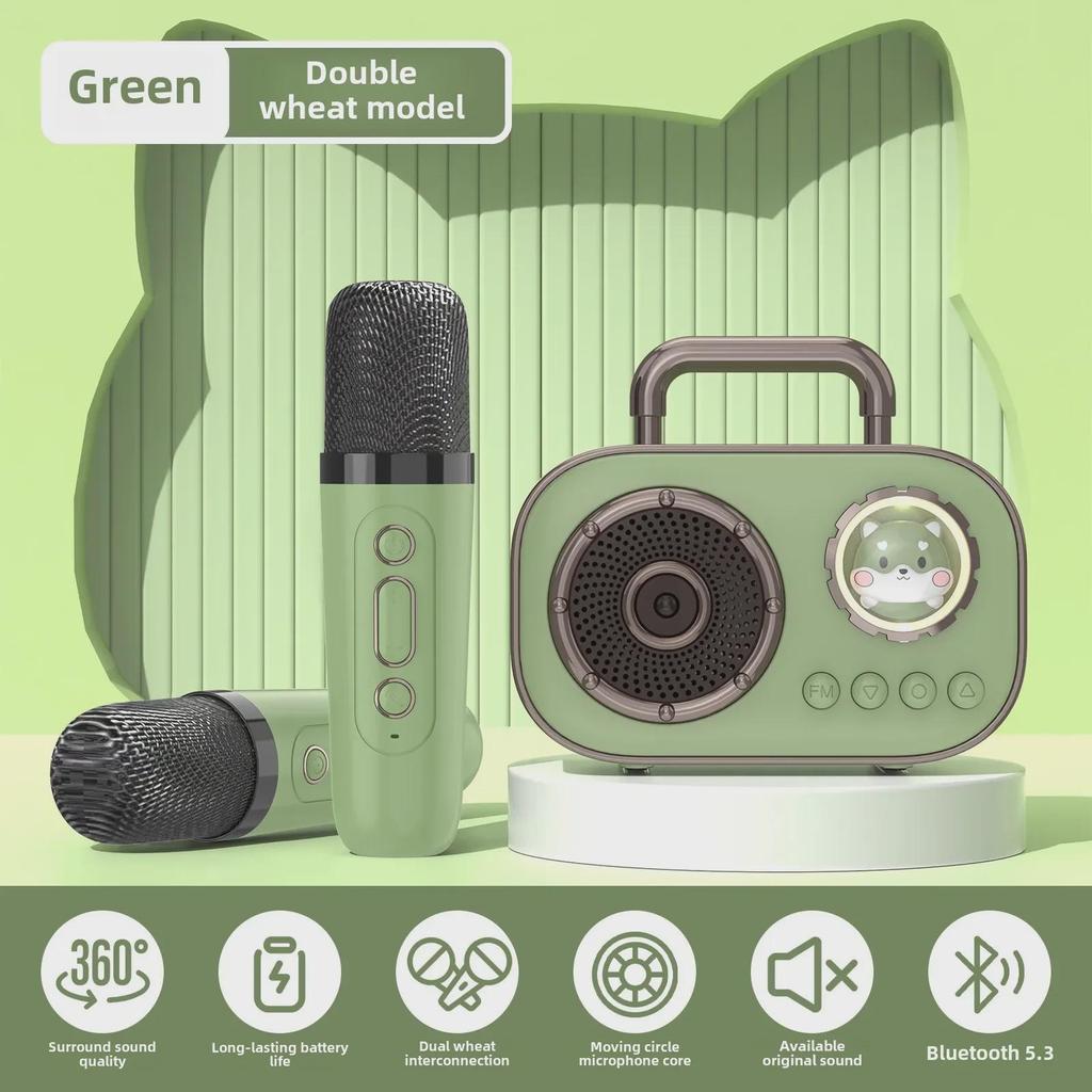 Портативная креативная Bluetooth-колонка в виде космической капсулы с микрофоном для пения на открытом воздухе и домашнего караоке