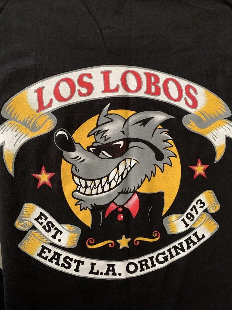 Los Lobos East LA Original T-shirt Black Large Wolf Logo Latin Rock Band Ese