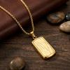 Hip Hop Square Textured Dog Tag Necklace Stainless Steel Box Chain Pendant 45cm Adjustable Length Trendy Jewelry Gift for Men