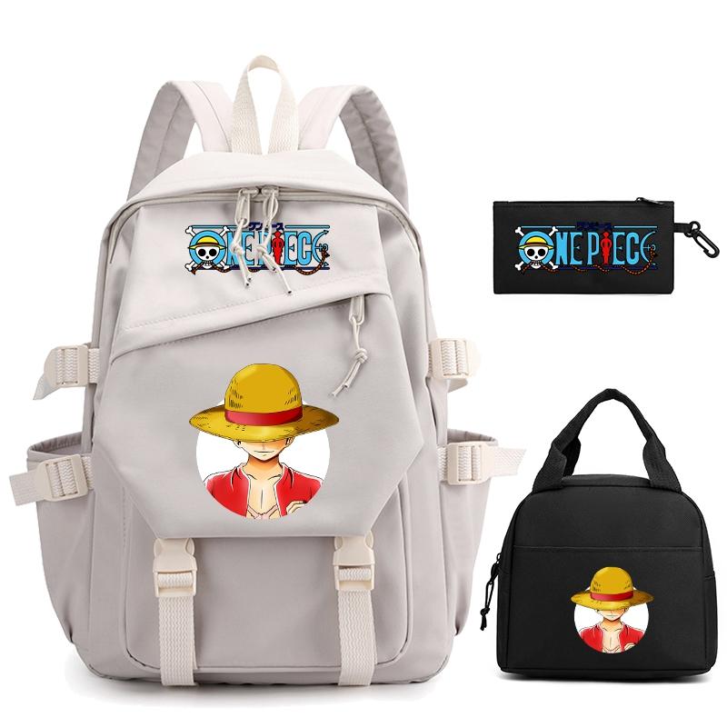 3 шт./компл., цельный нейлоновый рюкзак в стиле аниме с сумкой для обеда для девочек и мальчиков, школьный рюкзак для мужчин и женщин, дорожная сумка для отдыха