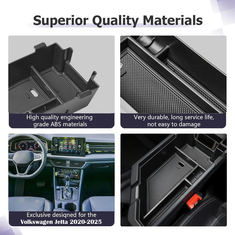 Center Console Organizer Tray for Volkswagen Jetta VW -2024 2025 Armrest Storage Box Car ABS Accessories ert Storage Box