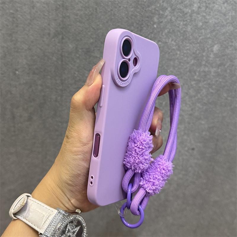 Фланелевый - Чехол для телефона на подкладке со шнурком для iPhone 17 Air 16 15 14 Plus 13 12 11 Pro Max Милый Простой Мягкий Чехол