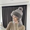 Зимняя теплая шапка, шапки, шарф, теплая дышащая кроличья шерсть, вязаная шапка, шарф для женщин, защитные шапки, ветрозащитные шапки