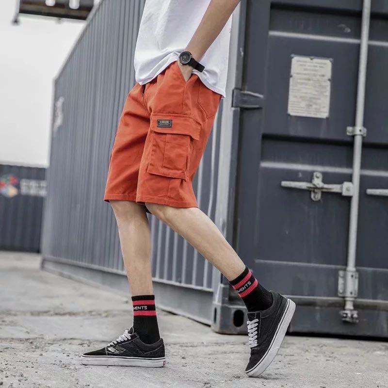 Мужские летние тонкие трендовые брюки с пятью точками, студенческие свободные повседневные шорты больших размеров