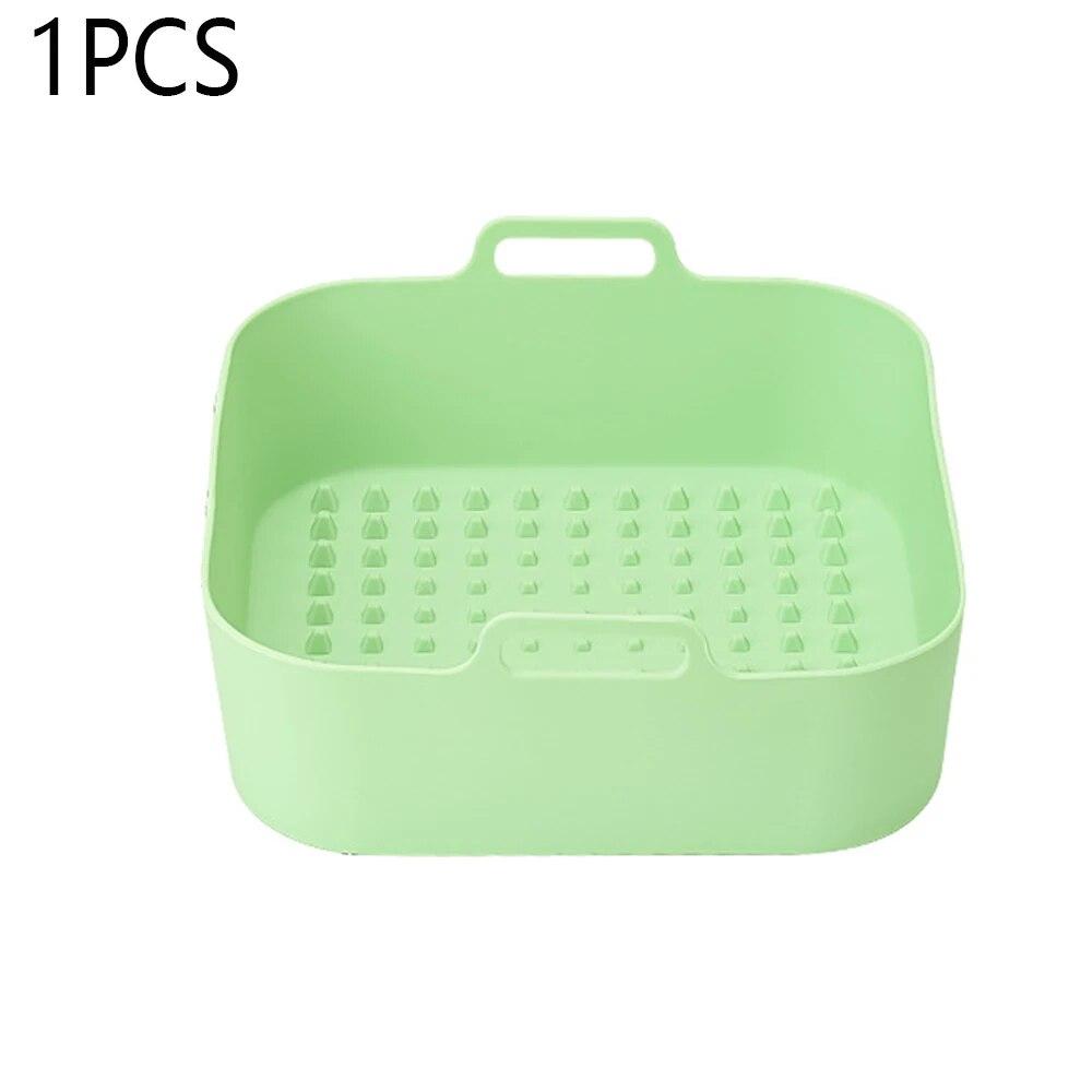2pcs Air Fryer Silicone Pot Thick Reusable Silicone Square Air Fryer Liners Air Fryer Basket Oven Tray Pizza Airfryer Pan Liner