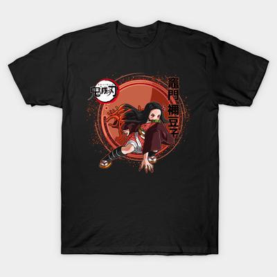 Мужская черная футболка с принтом, очень большая футболкаDemon Slayer Kamado Nezuko Action, хлопковая футболка с принтом на бумаге для переноса без резки