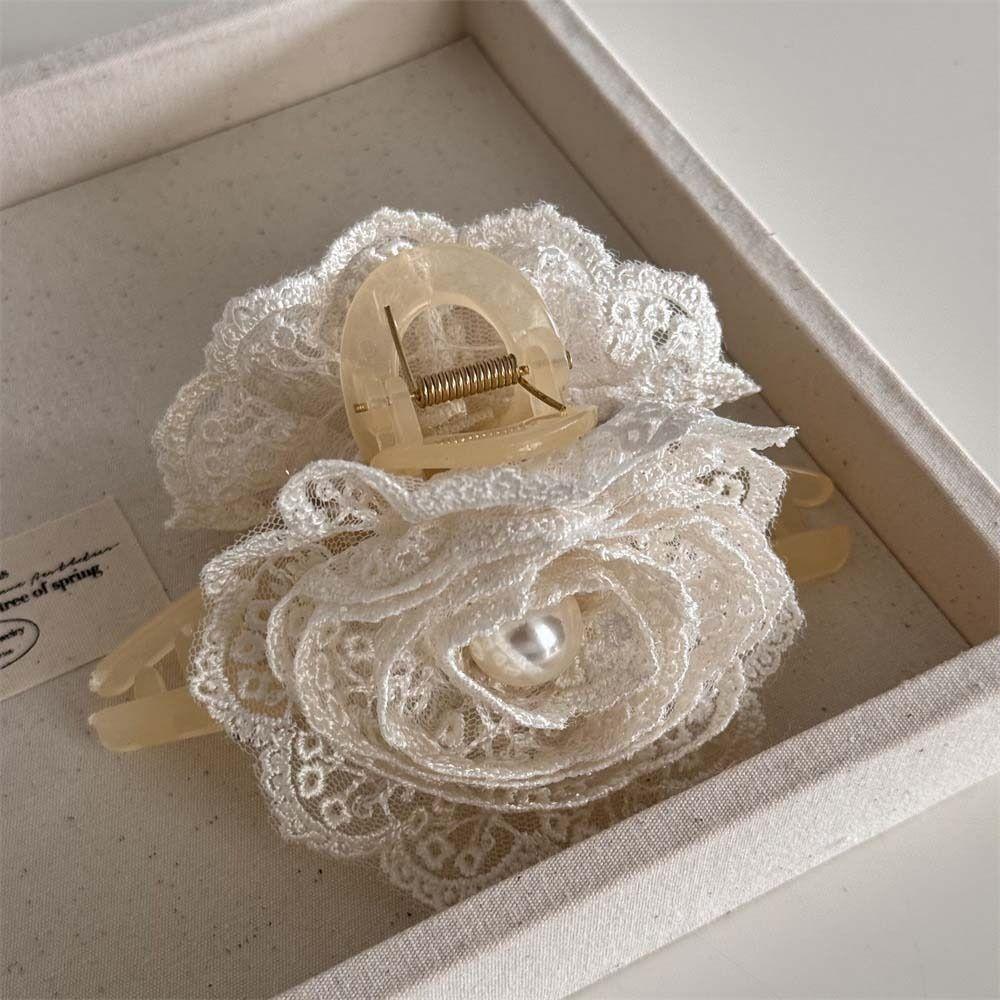 Cloth Lace Flower Hair Clip Pearl Lace Wedding Hair Clip Retro Flower Hair Rope  Wedding Bridal