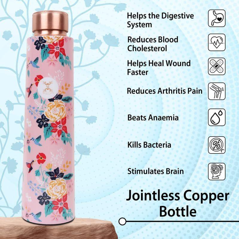 Embrace Wellness Copper Water Bottle - Advanced Leak Proof, Joint Less Design (900ml)