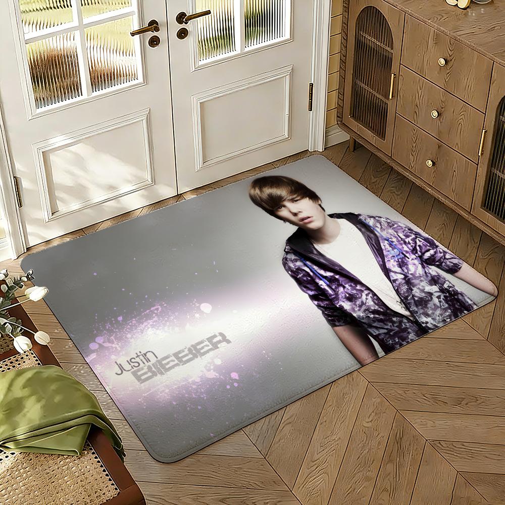 Hot Singer J-Justin B-Bieber Floor Mat Soft Thickened Absorbent Non-Slip Bedroom Living Room Door Mat Home Decor Flannel Rugs