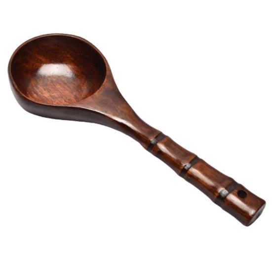 Japanese Style Hand Carved Heat-Resistant Wooden Spoon Bamboo Long Handle Rice Spoon Kitchen Tools