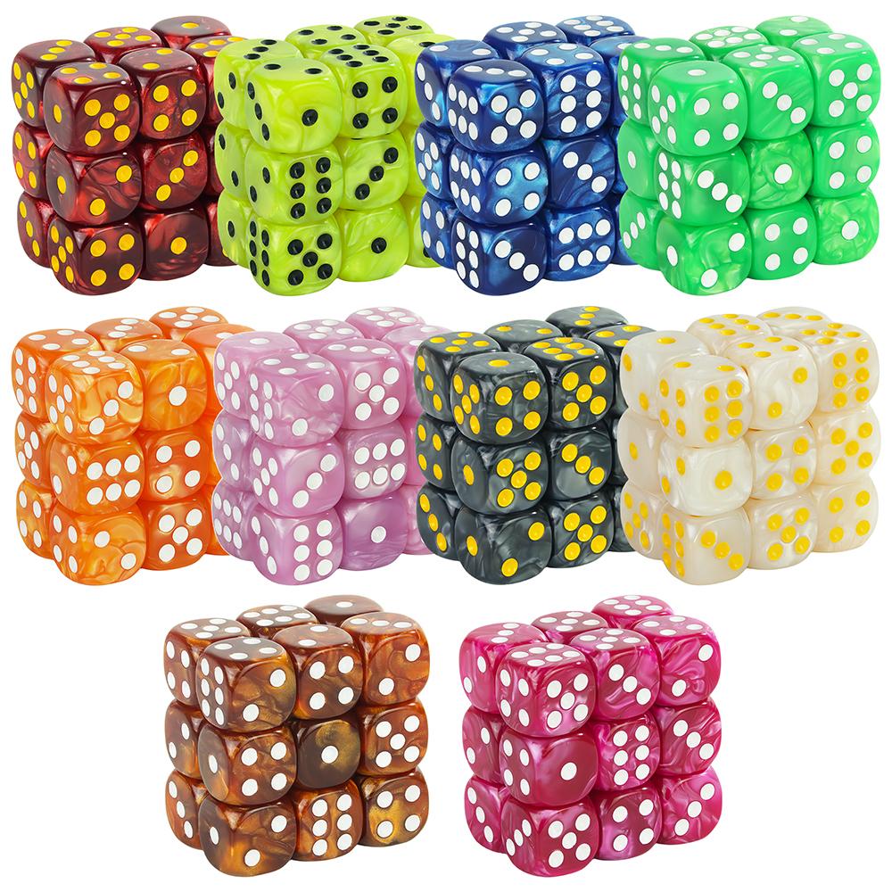 16MM Round Corner Game Dice Set 6-Sided Marble Acrylic Dices for Tabletop Game Gambling Entertainment Party