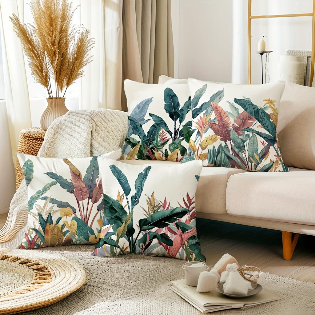 Colorful Palm Leaf Pattern Digital Printing Pillow Cover Short Plush Suitable Living Rooms Bedrooms Sofas Throw Cushion Cover