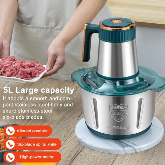 5L Electric Meat Grinder Meat Mincer with Sharp Blades 5 Speeds Low Noise Vegetable Meat Chopper Multifunctional Food Processor