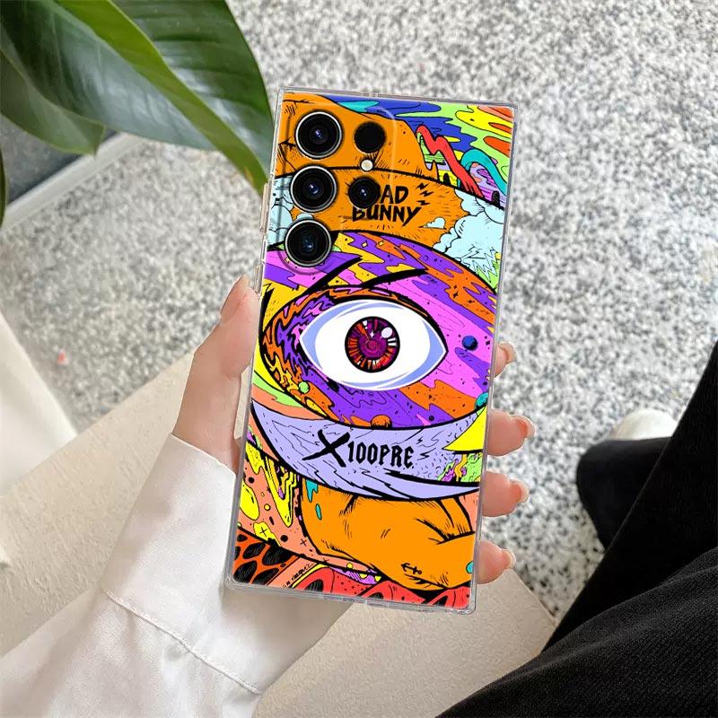 Чехол для телефона Bad Bunny Heart Rabbit X 100pre Для Samsung S24 S23 Ultra S22 S20 Plus S21 FE Прозрачные чехлы Обложка Galaxy S24Ultra Funda