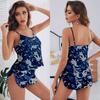 Women's Summer 2 Piece Loungewear Set Solid Satin Homewear Cami Top Shorts Pajama Set Thin Sexy Sleepwear