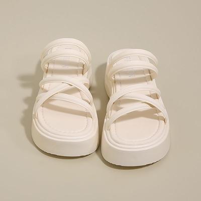 Летние новые сандалии на толстой подошве для повседневной носки дома и на улице, женские, повседневные, на одном ремешке, с юбкой, крутые шлепанцы