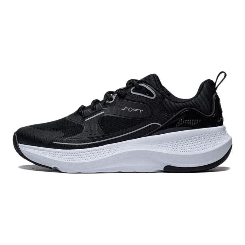 Li Ning SOFT GO Нескользящие, Износостойкие, Дышащие Низкие Повседневные Кроссовки Женские Черно-Белые AGLT126-2