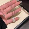 Ожерелье из стерлингового серебра S925, элегантное и классическое, модное и универсальное, инкрустированное бриллиантами колье из белого жемчуга на ключице.