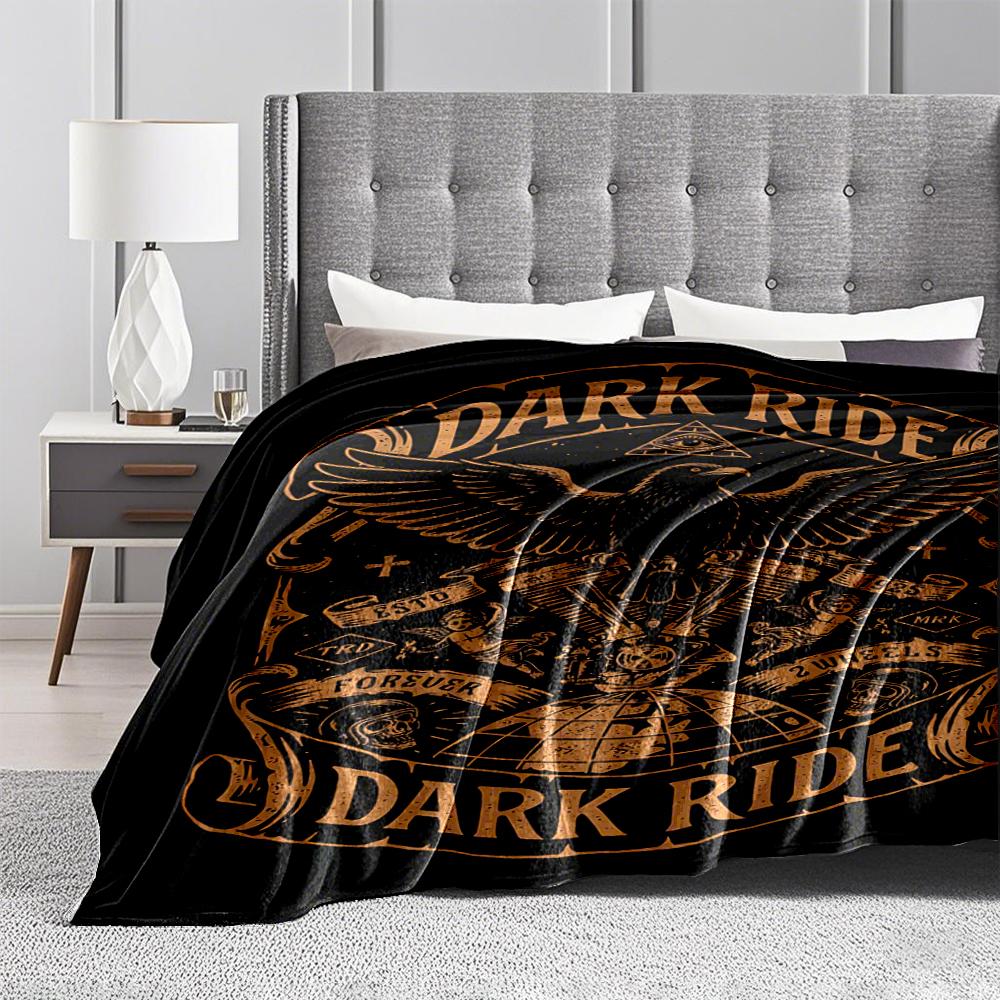Black and Gold Dark Ride Themed Eagle Pattern Decorative blanket blanket blanket, suitable for use in the bedroom, living room, on the sofa