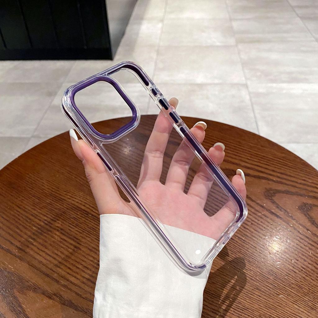 Anti Slip Colored Edge Airbag Anti Drop for IPhone 15 Magnetic Phone Case for Apple 14promax Metal Lens Ring