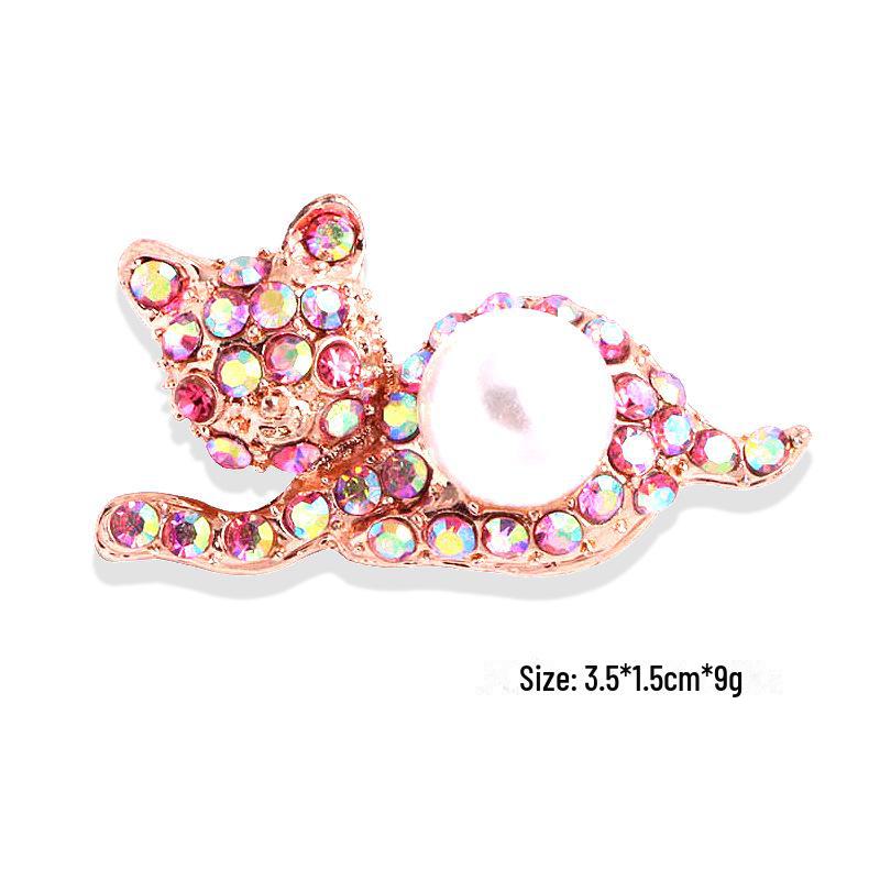 Брошь с жемчугом и перьями, с высокой ручкой, с мультяшным корсажем из страз для самостоятельного изготовления.