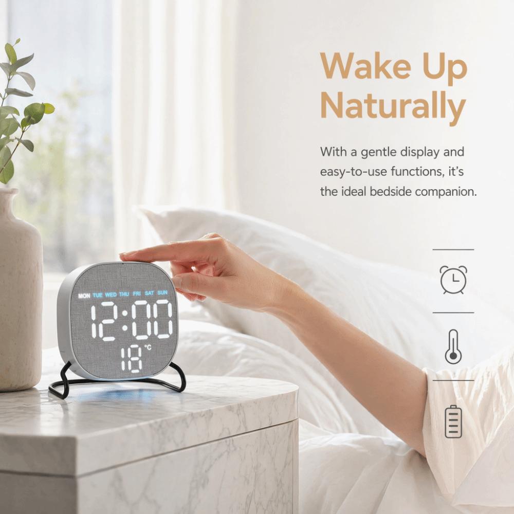 Plastic Alarm Clock Round/Square Bedside Wake-up Clock Practical Digital LED Clock Student