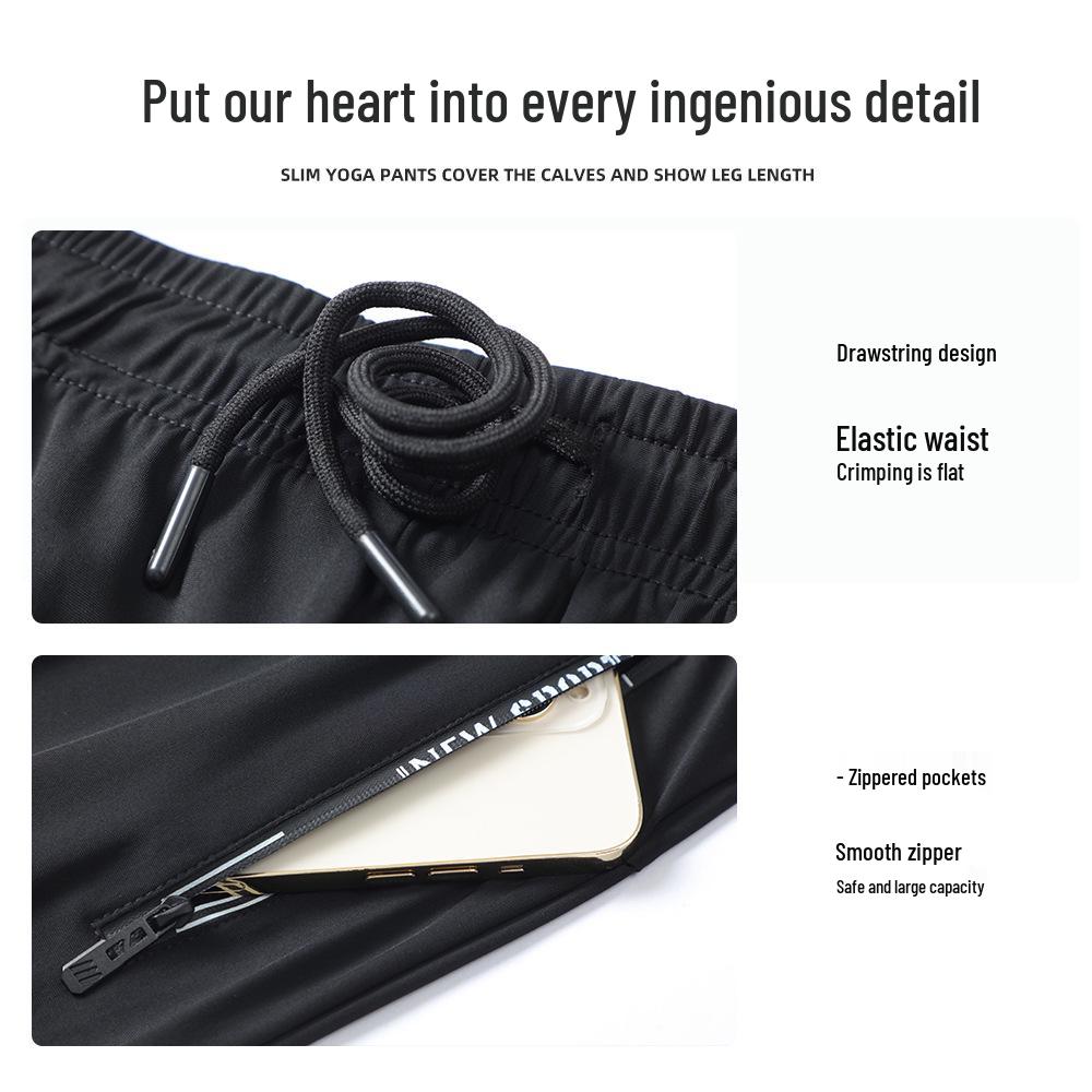 Мужские повседневные брюки из ледяного шелка с манжетами - Легкие, свободные, прямого кроя, идеально подходят для весны, лета и осени