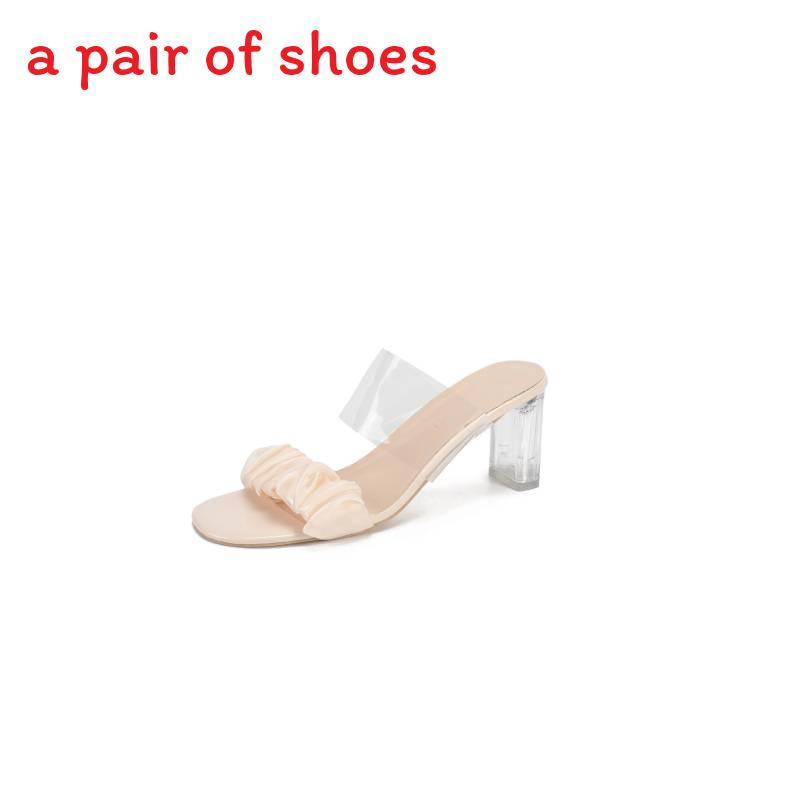Summer Transparent Pvc Flat Sandals With Block Heels For Women