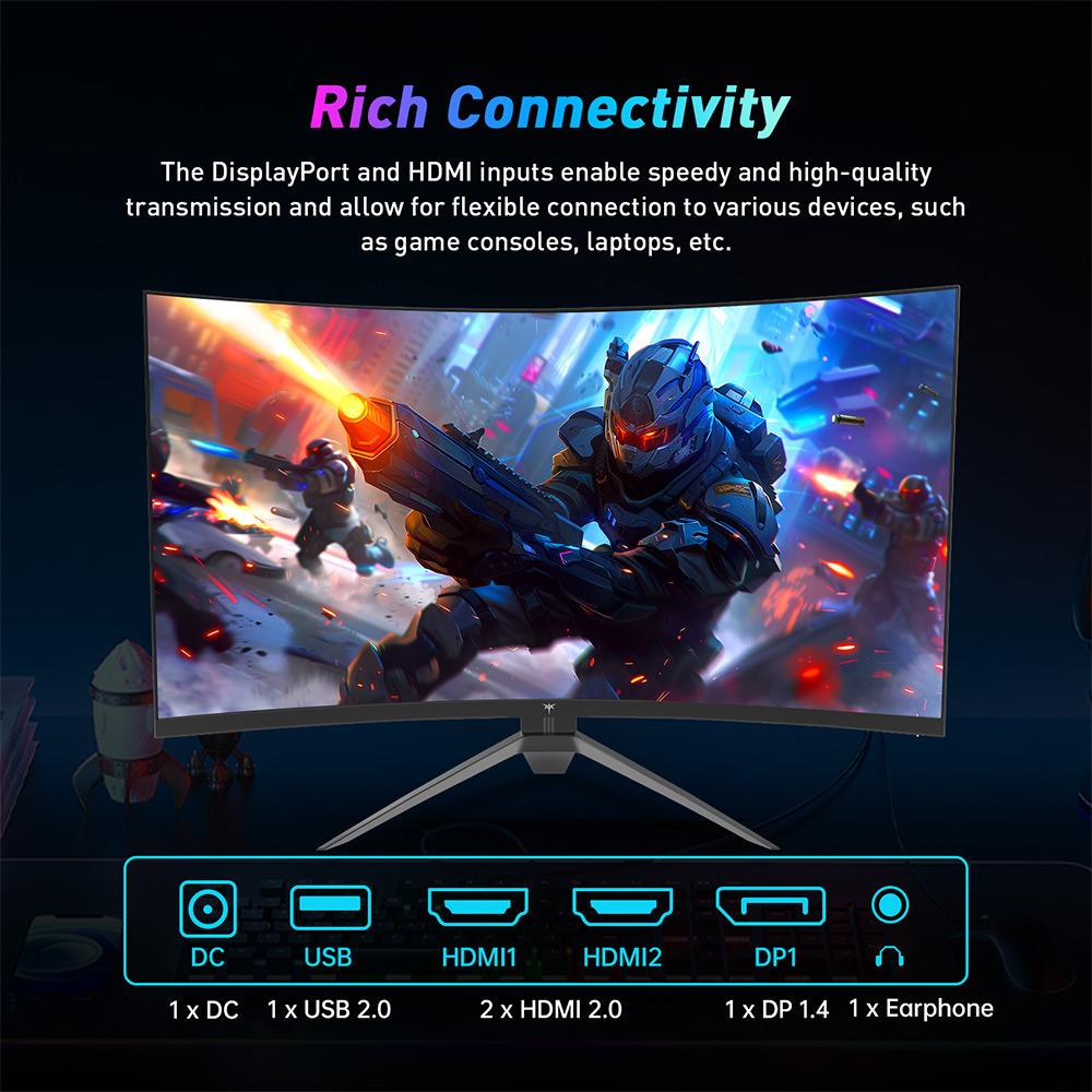 KTC H32S17F 32'' изогнутый игровой монитор, 1920*1080 HVA-панель, частота обновления 240 Гц, 125% sRGB, 3500:1 Коэффициент контрастности