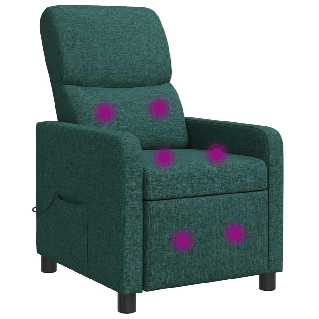 Massage Recliner Dark Green Polyester