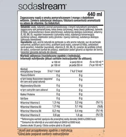 Syrup For The Sodastream Mirinda Zero + Mango + Pepsi Zero Carbonator