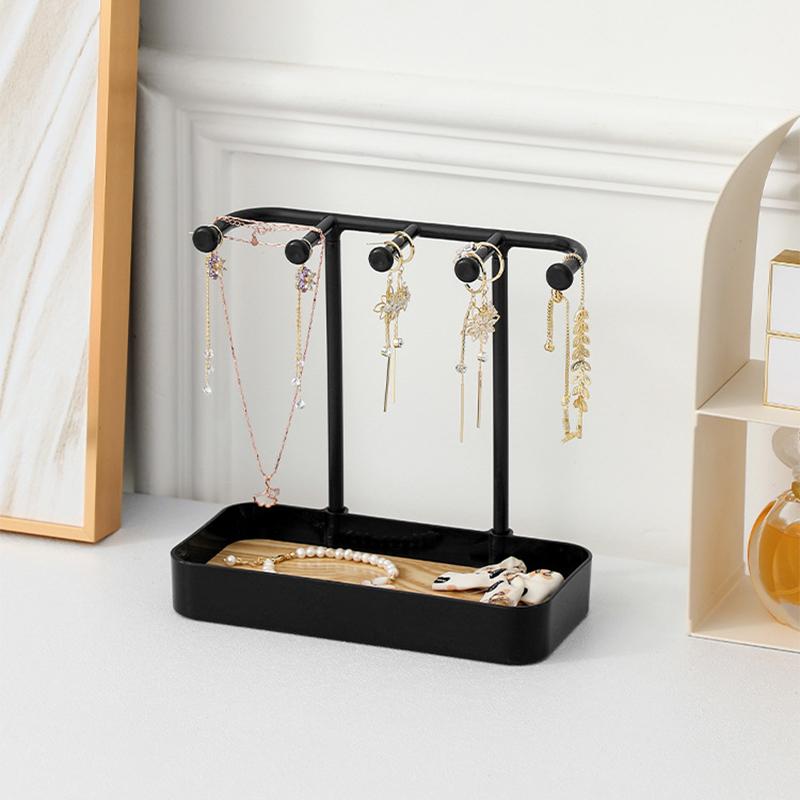 Jewelry Organizer Display For Earrings Necklaces Jewelry Storage Rack With Wooden Base Bracelet Hanging Holder