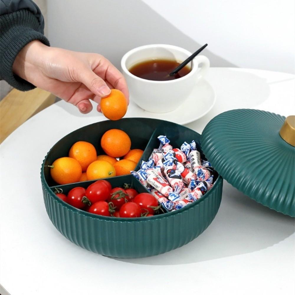 Round Dried Fruit Plate Storage Tray with Lid Serving Plates Candy Tray Snack Plate Entertaining