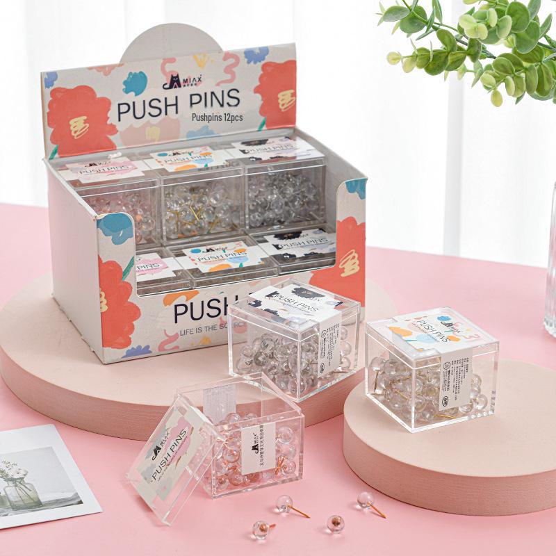 Прозрачные креативные кнопки для пробковой доски с гвоздями Earth – в коробке с круглой головкой