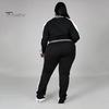 2 Pcs/Set Women Jogging Suit Plus Size Zip-up Long Sleeve Sweatsuit with Trousers Loose Fit Tracksuit Sports Outfit for Joggers