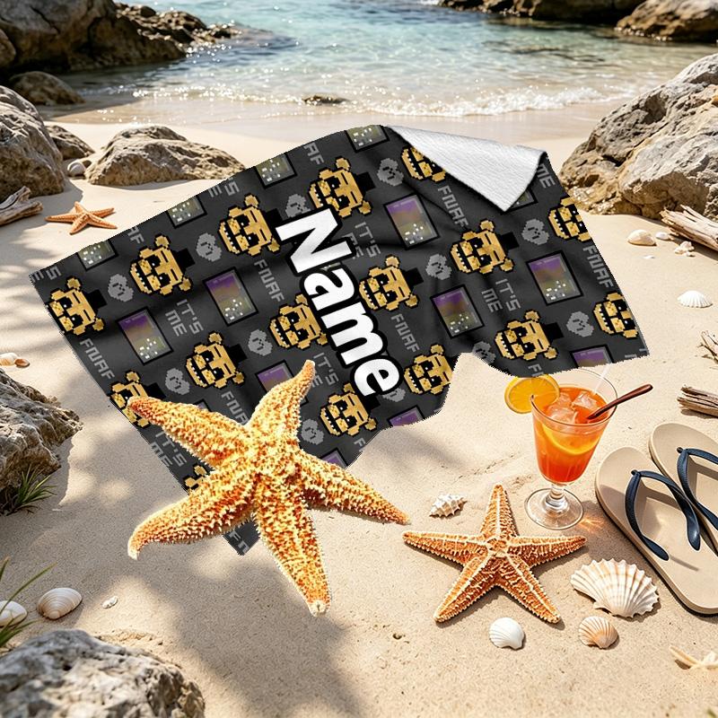 Custom Name Personalized Five Nights at Freddy's Print Beach Towel, for Trip Camping Beach Party Home Decor, Birthday Gift for Family & Friends