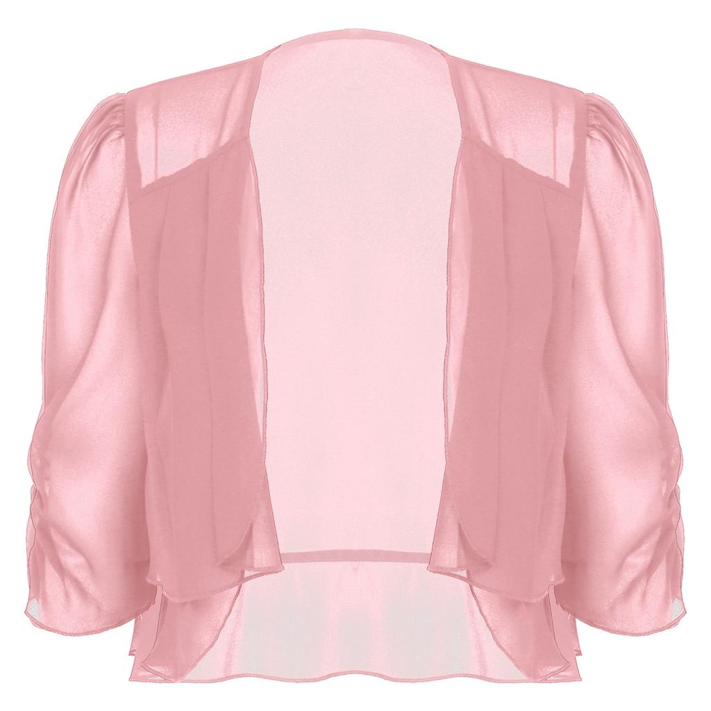 Женское шифоновое болеро-кардиган с открытой передней частью и половиной рукавов, аксессуар для платья