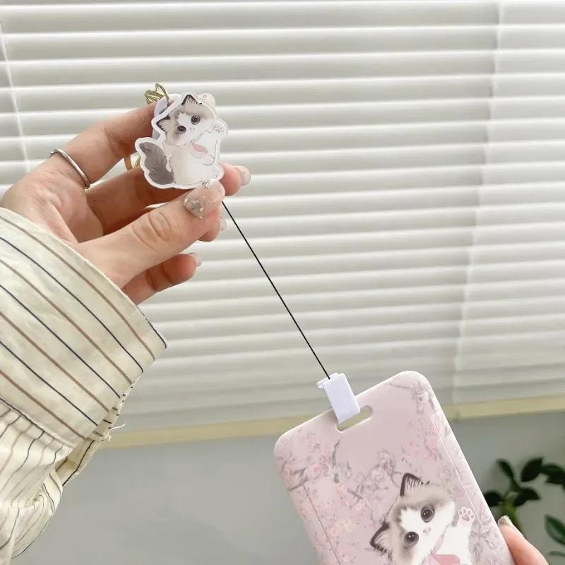 1 шт. Милый мультяшный аниме-котенок Kpop держатель для фотокарточки брелок милый студенческий билет автобусная карта выдвижной значок катушка