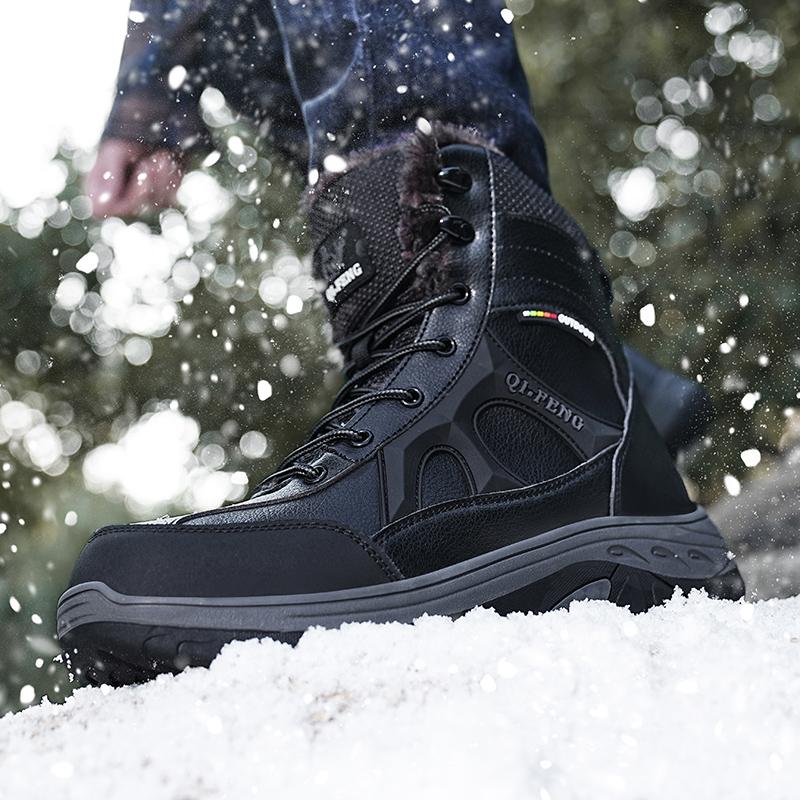 Thick Plush Lined Mens Winter Snow Boots Thick Platform Warm Non Slip Outdoor Waterproof Ankle Boots for Cold Weather Walking
