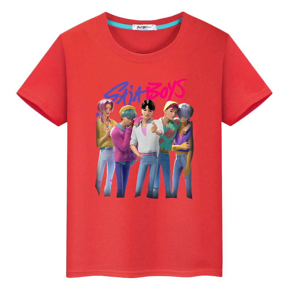 Saja Мальчики Принт 100%Хлопок футболка для детей мальчик 10лет аниме Короткий kpop охотники на демонов Кавайные футболки Милые топы y2k одежда для девочек